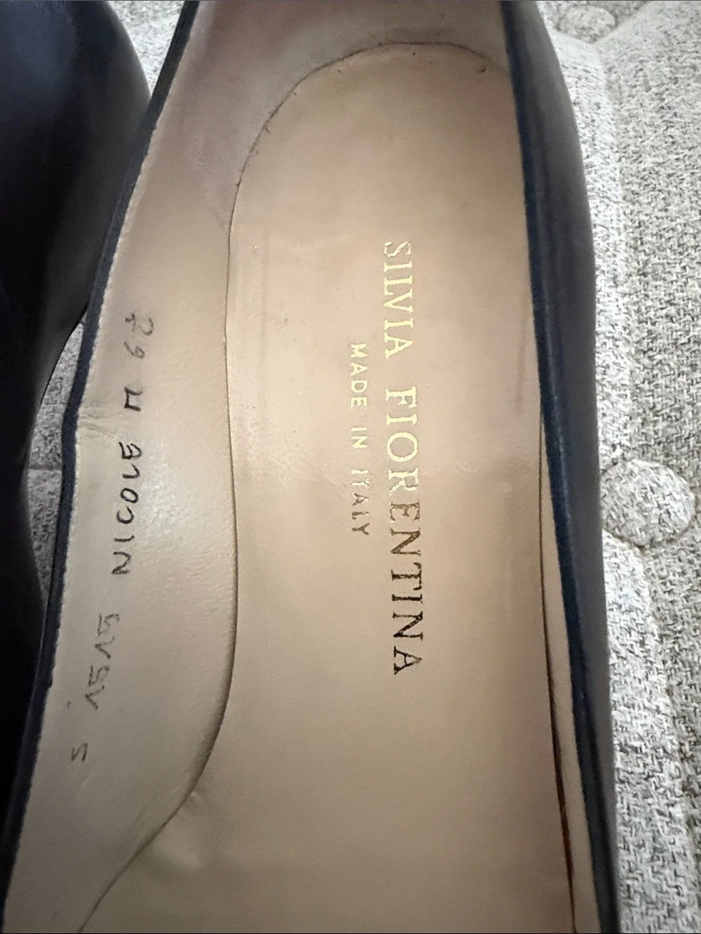 Silva Fiorentini Black Leather D’Orsay Kitten Heel Pumps Size 6.5